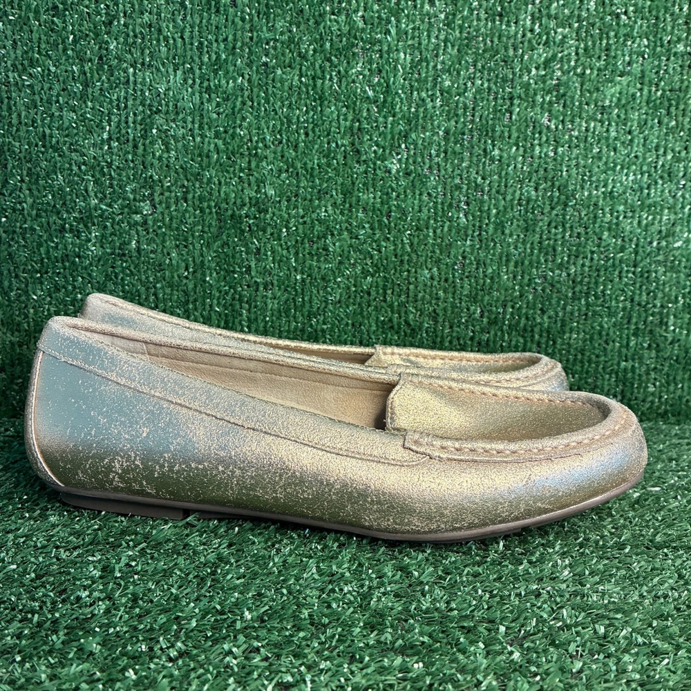 NEW Vionic Debbie Metallic Leather Orthotic Loafers Flat Gold Womens Sz 9.5 Wide